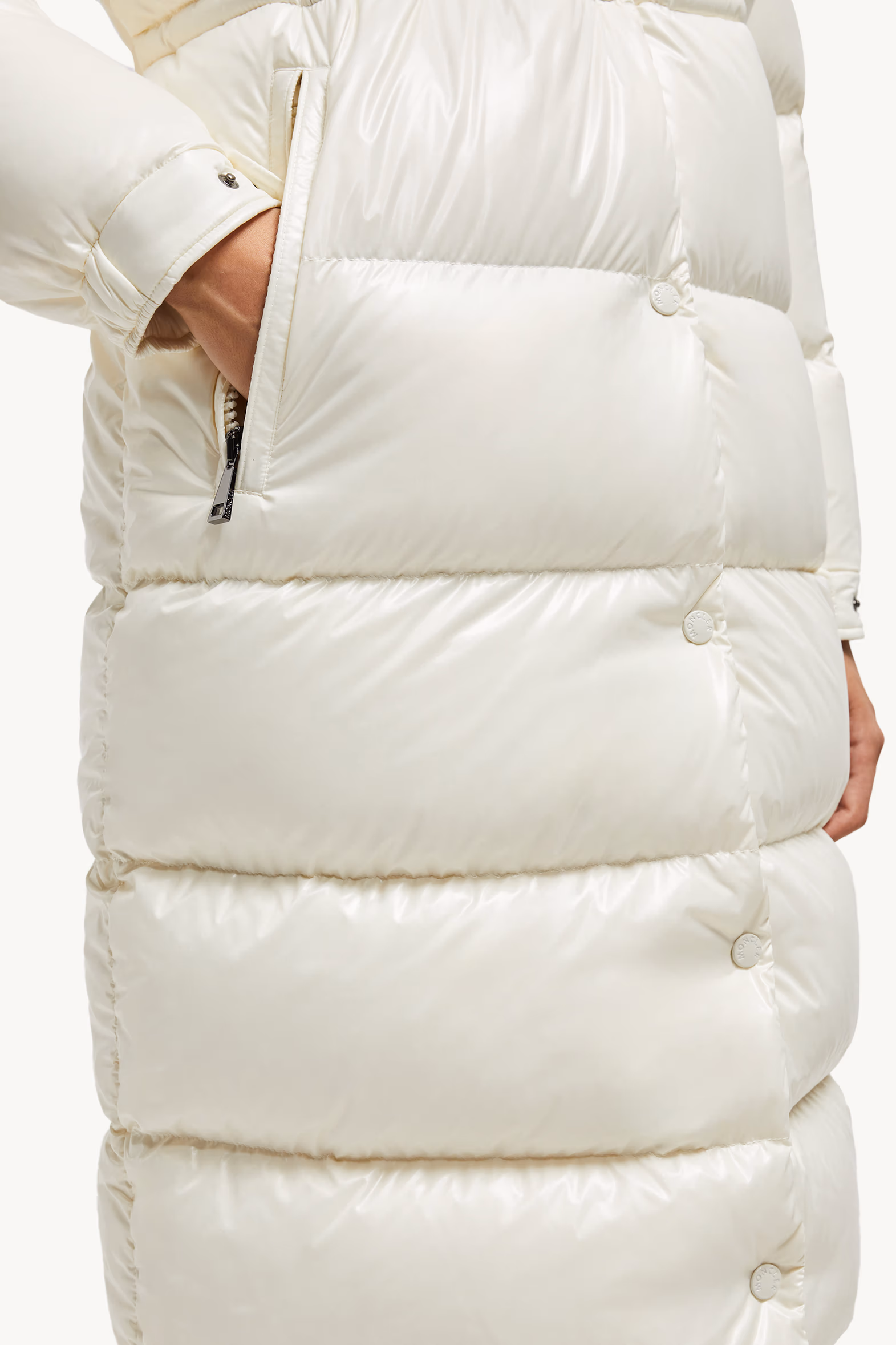 Cavettaz Hooded Long Down Jacket Women White Moncler 6